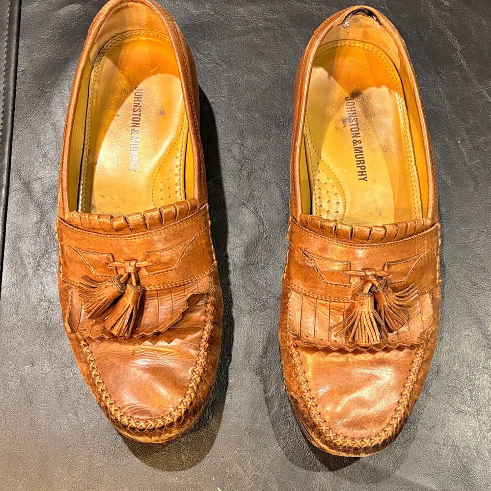 Johnston & Murphy Tan Leather Tassel Loafers